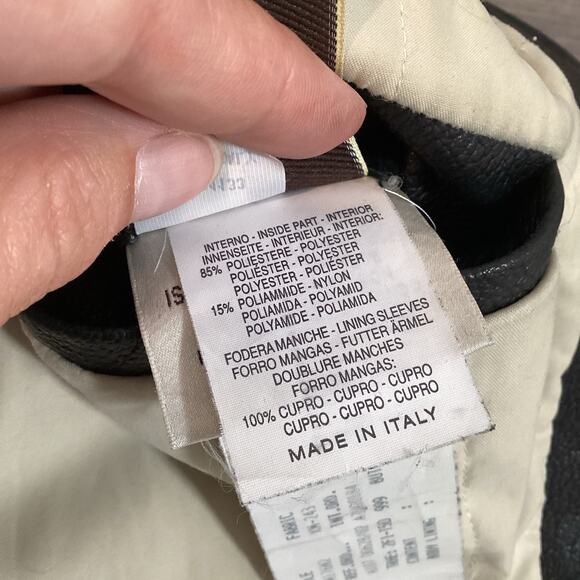 Longhi Leather Coat Mens L 52 Classic Jacket Removable Shearling Collar Luxury - Picture 9 of 16